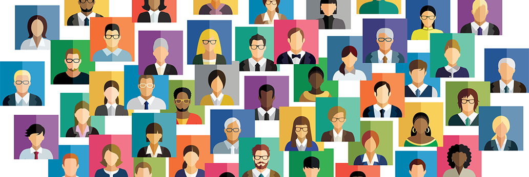 Vector illustration of an abstract scheme, which contains people icons