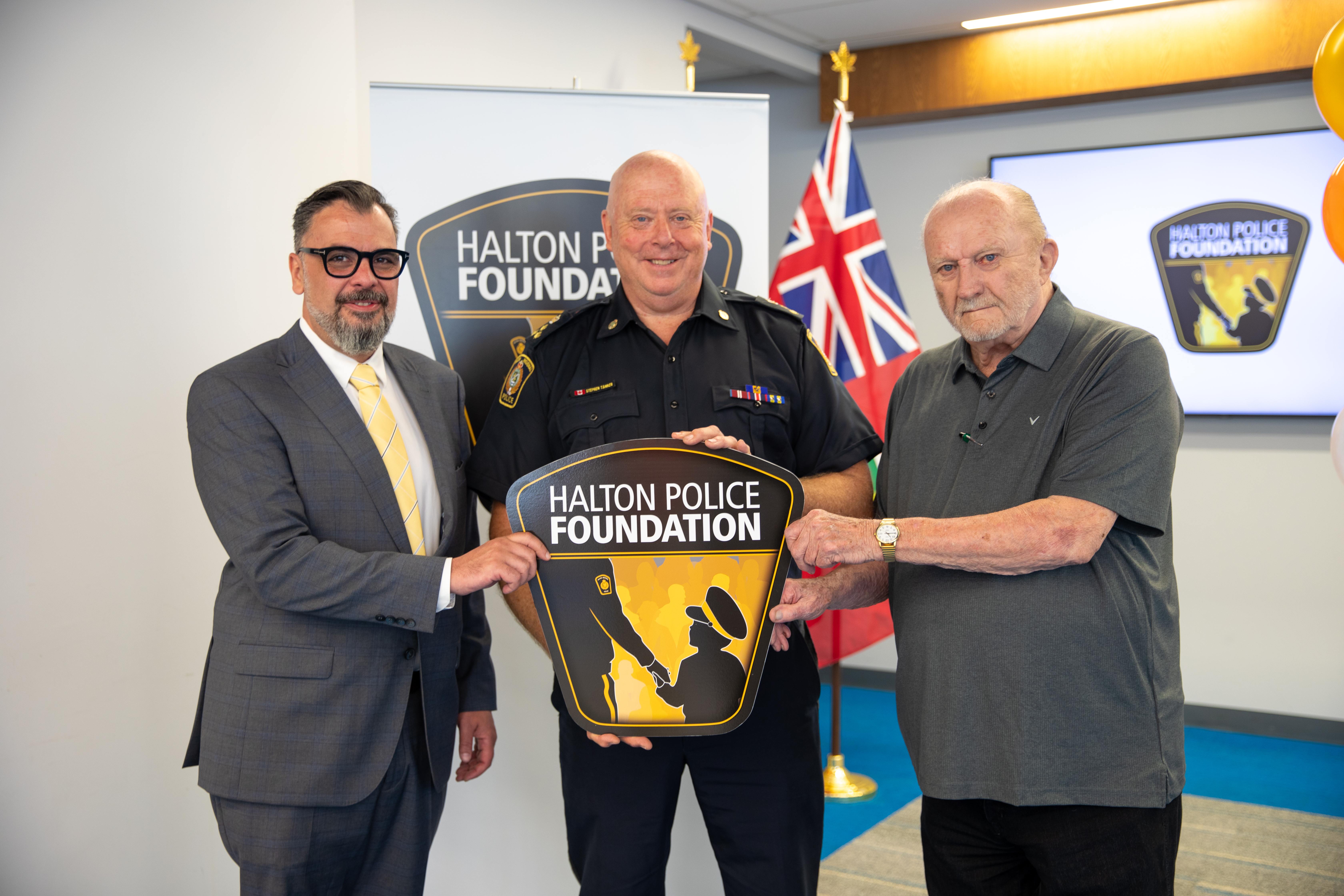 Mr. George Limberis, Chair of the Halton Police Foundation, Stephen J. Tanner, Chief of the Halton Regional Police Service, and Mr. Keith Strong, Community Philanthropist.