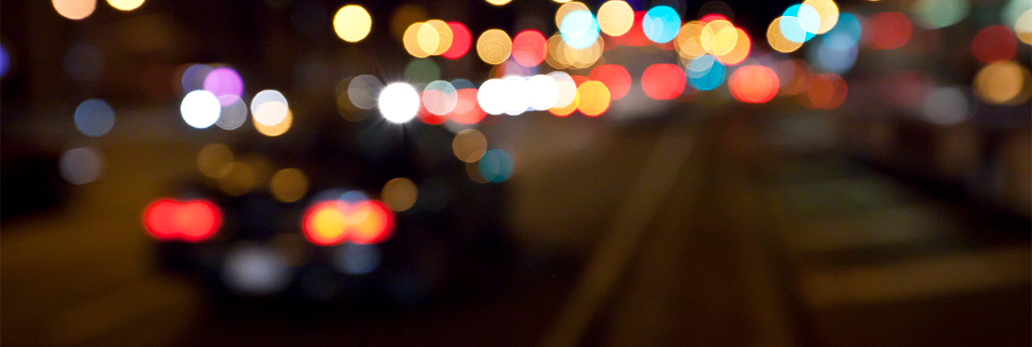 Bokeh of car lights at night