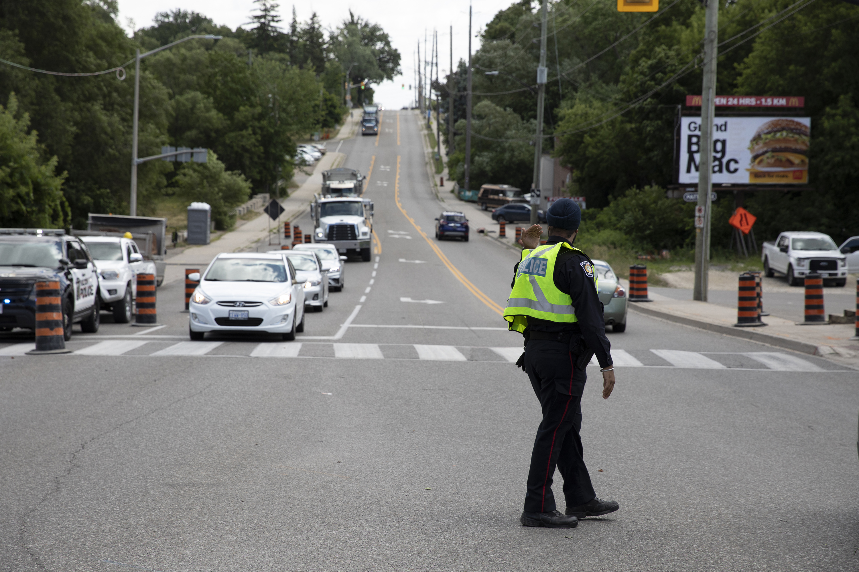 Officer working a traffic pay duty shift