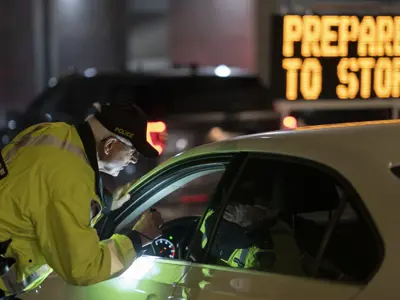 HRPS Officer conducting a night time RIDE event