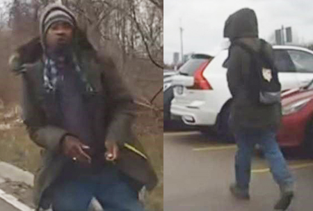 Suspect: Male, Black, 6'1" tall, wearing a green jacket, blue jeans and beige boots with a black cap.