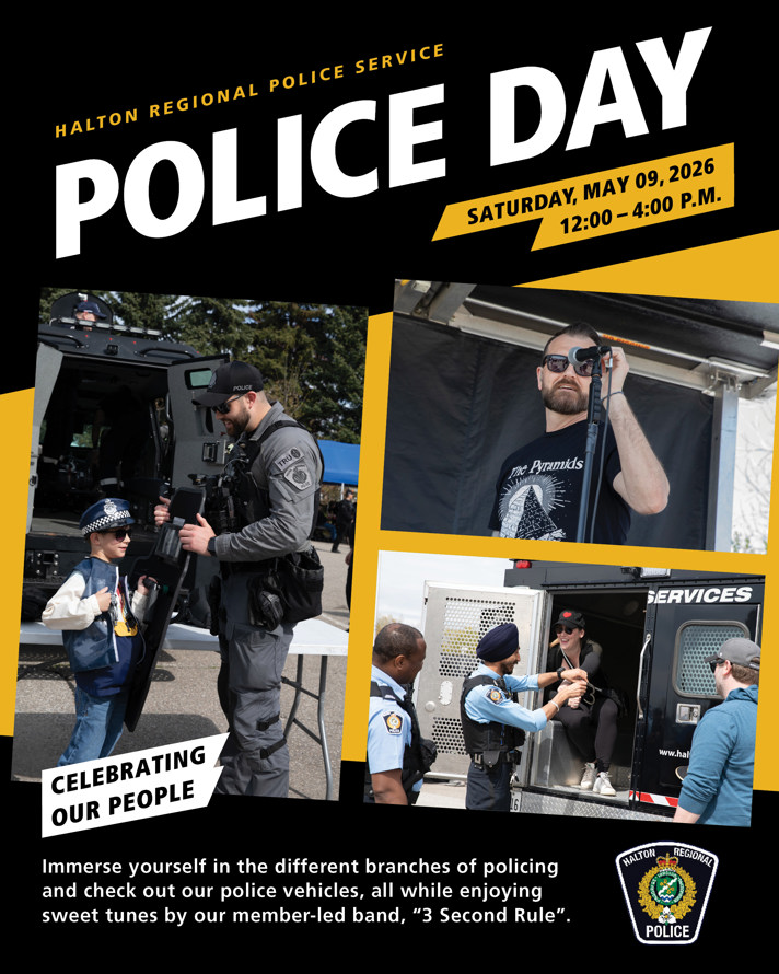Promotional poster highlighting the live music and family activities at Police Day on May 9, 2026.